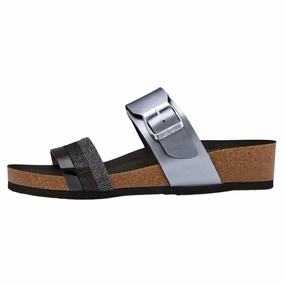 Ara Bonnie Black/Leo/Anthracite Cork Wedge Slide Sandal (Women's) Southern Polished Sandals