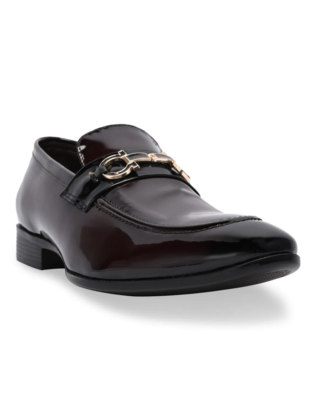 Dresses And Shoes Imperio By Regal Maroon Men Formal Patent Leather Buckled Slip Ons