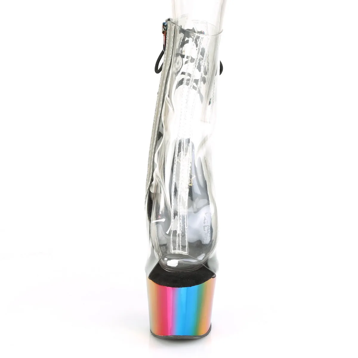 Adventure Boots 7 Inch Heel ADORE-1018RC Clear Rainbow Chrome