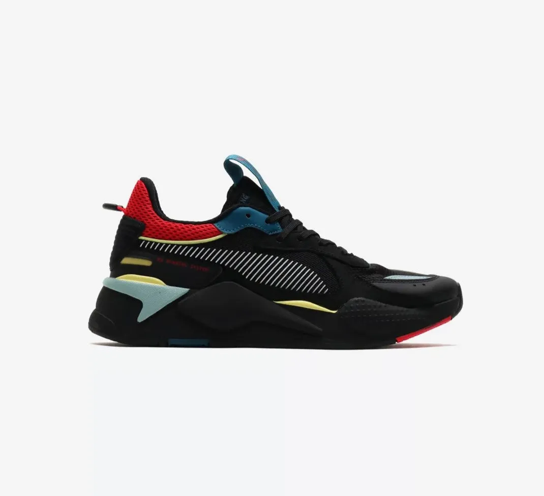 Puma Boys RS,X HD2, Black and Ribbon Red Running Shoes With Ankle Protection