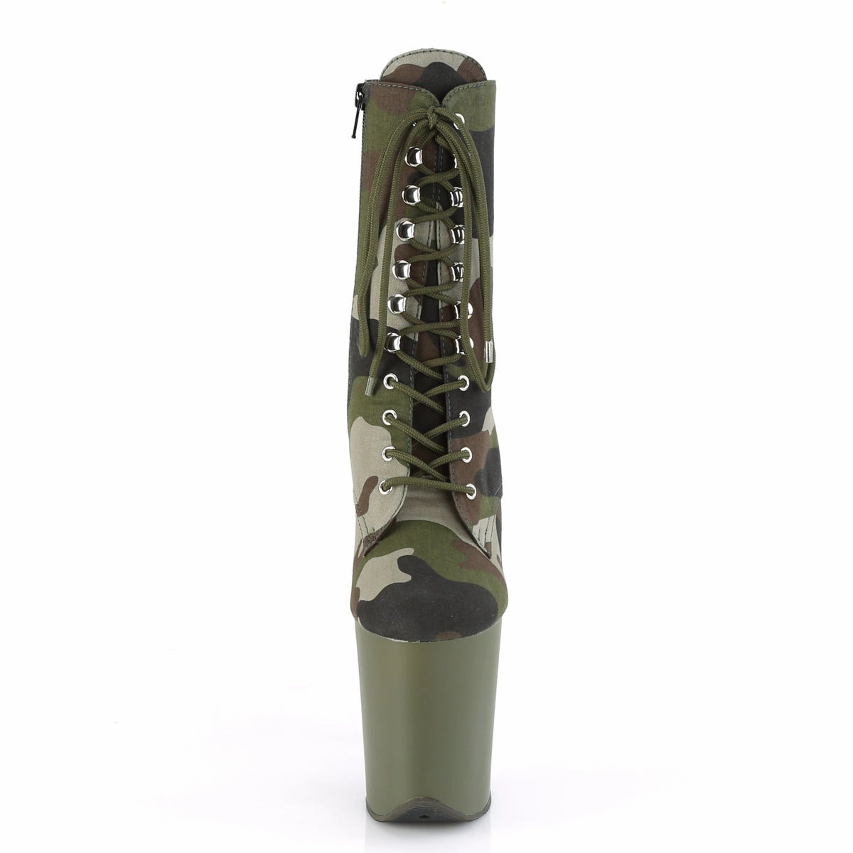 8 Inch Heel FLAMINGO-1020CAMO Green Camo Fabric Nicks Handmade Boots
