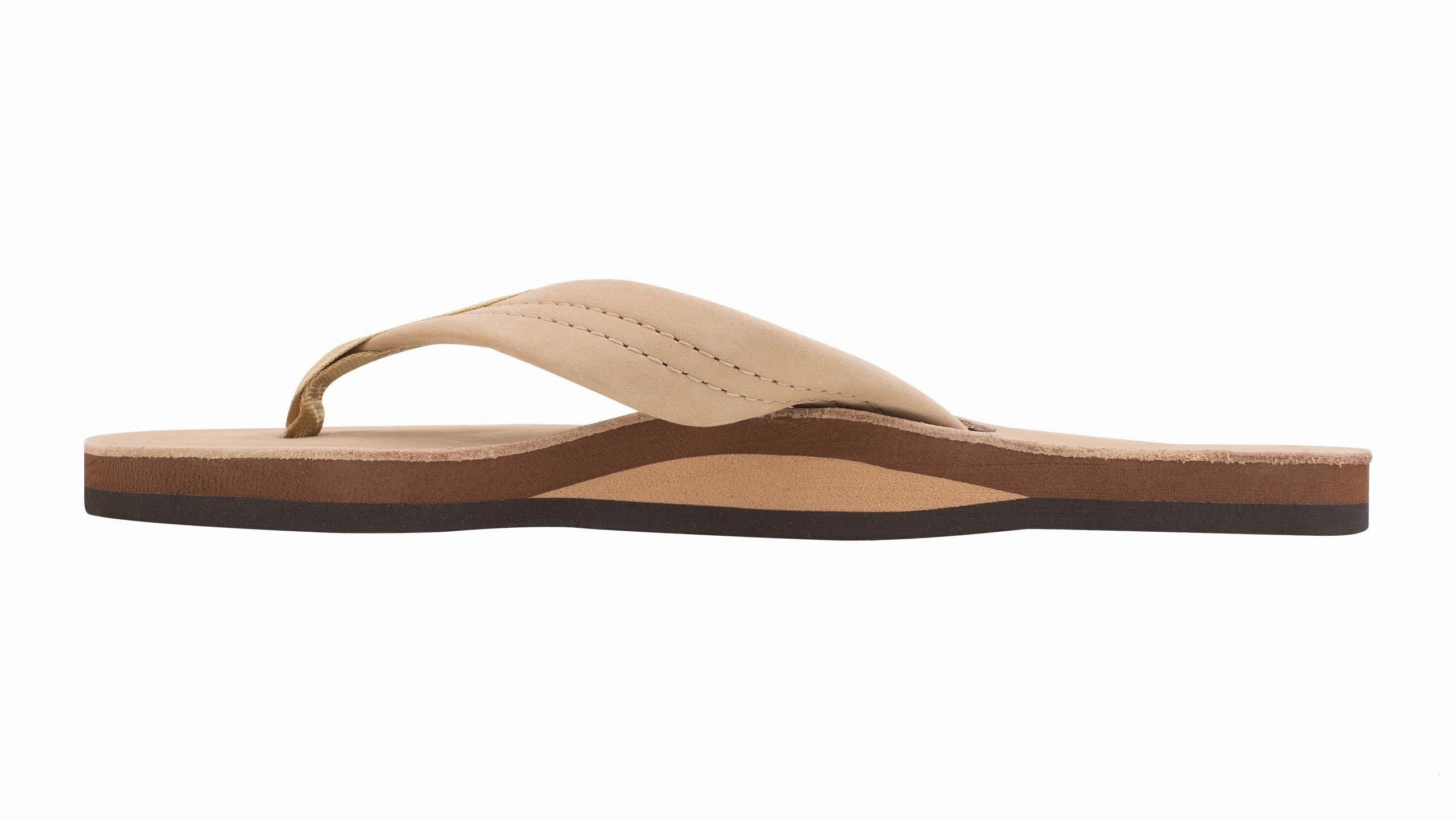 Rubberised Sandals Rainbow Single Layer Leather Sandal-Sierra Brown