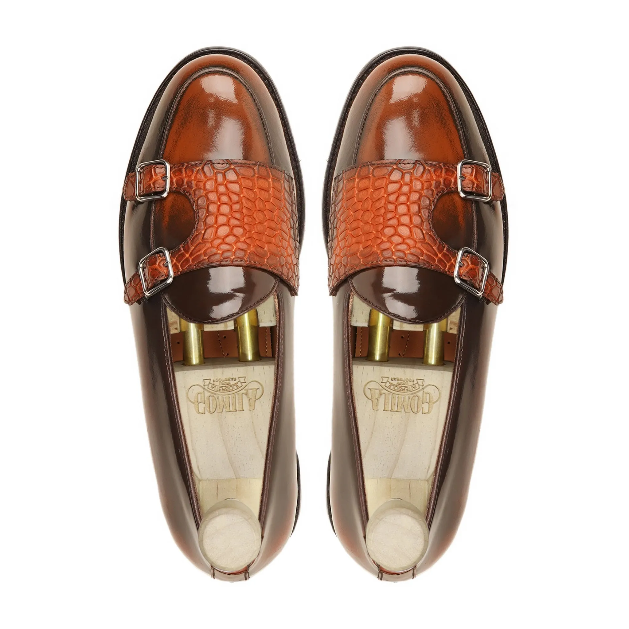 Loafers Bamboo Randers - Men's Burnish Tan Box Leather High Shine Monkstrap