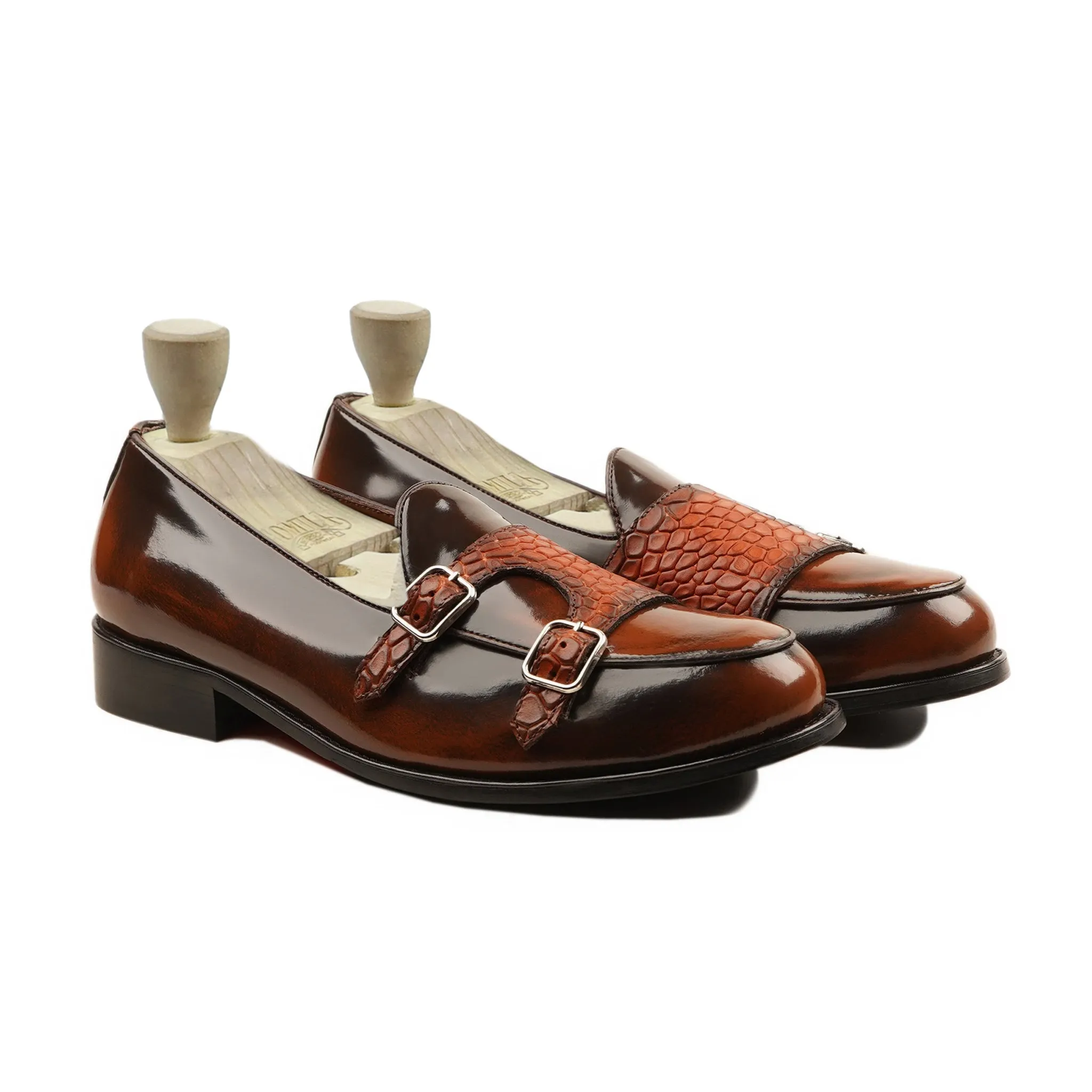 Mules Vs Loafers Randers - Men's Burnish Tan Box Leather High Shine Monkstrap