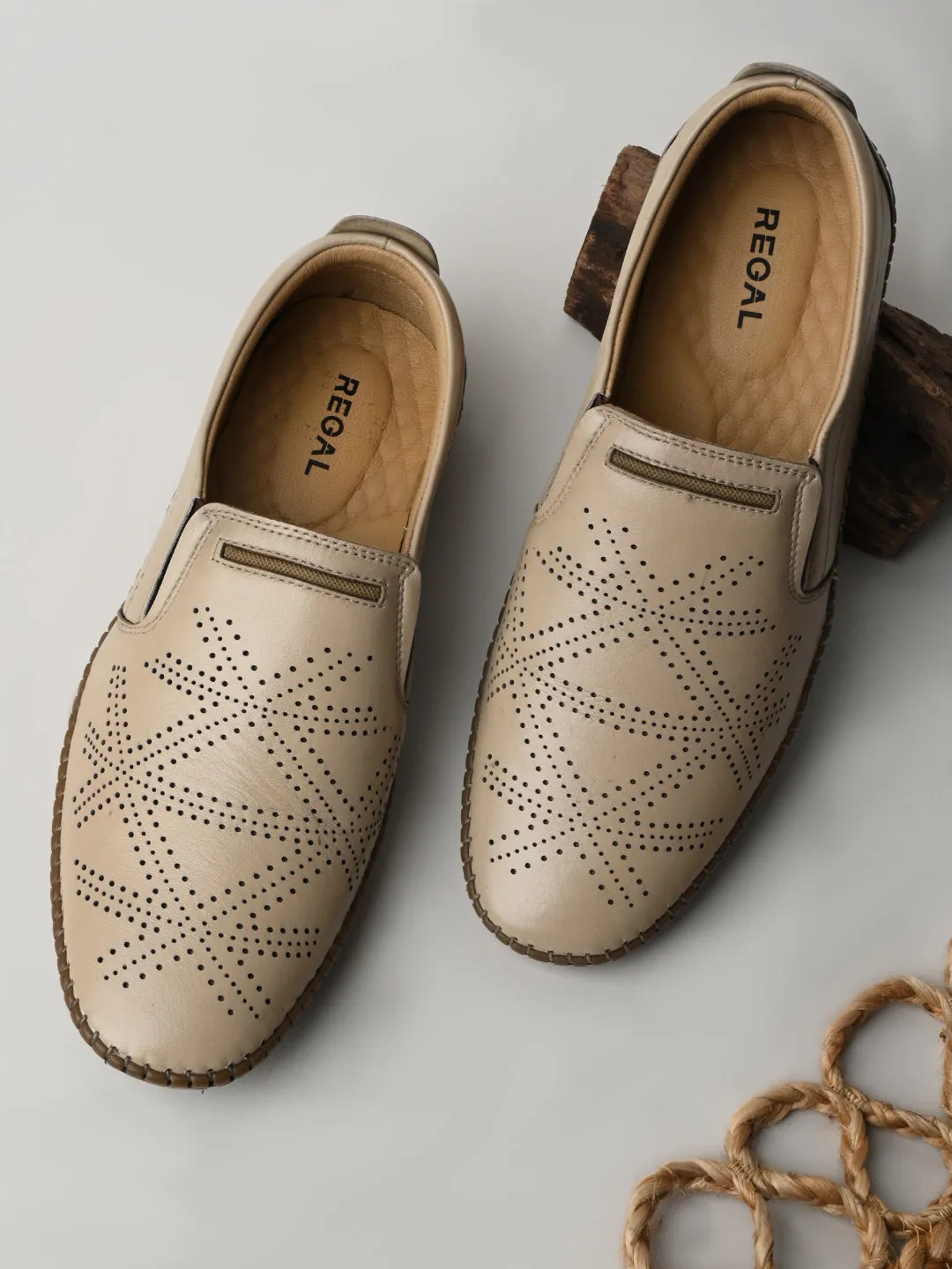 Dsw Slip On Shoes Regal Beige Men Casual Laser Cut Slip Ons