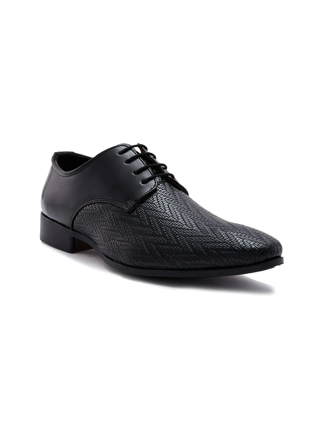 Regal Black Men Formal Textured Leather Lace Ups Lacoste Dress Shoes