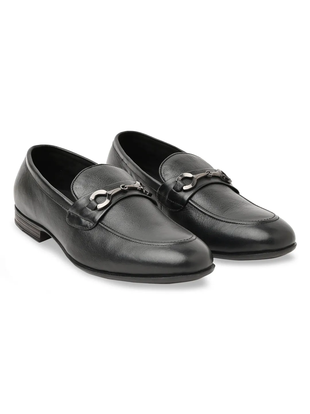 Regal Black Men Leather Buckled Slip Ons Slip On Flame