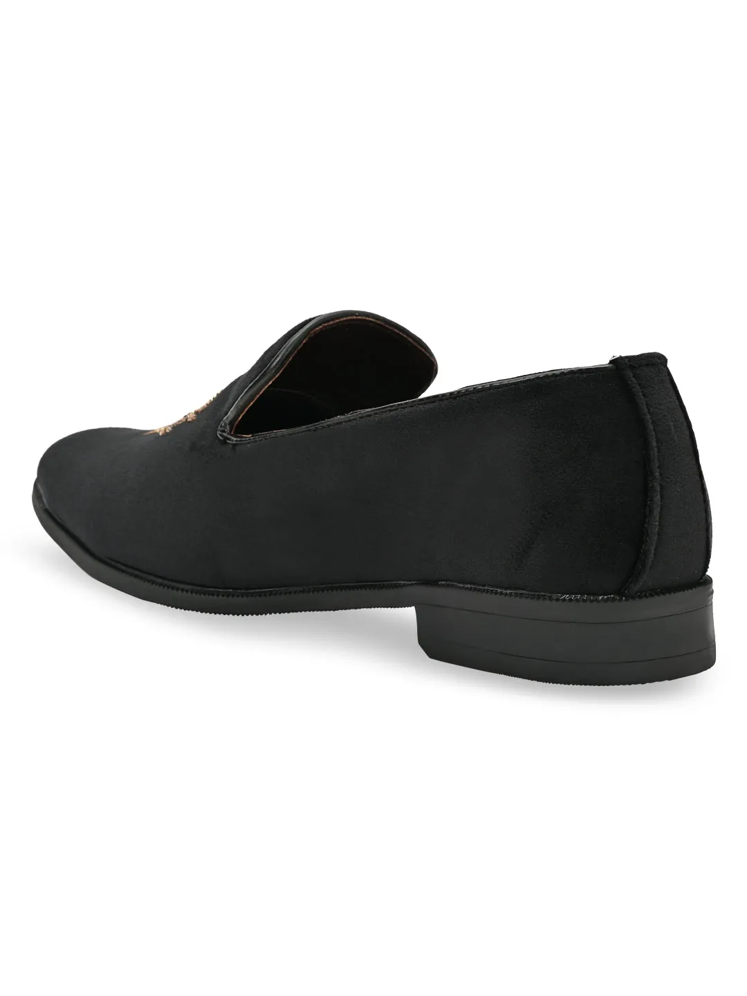 Clark Slip On Shoes Regal Black Men Suede Embroidered Ethnic Slip Ons