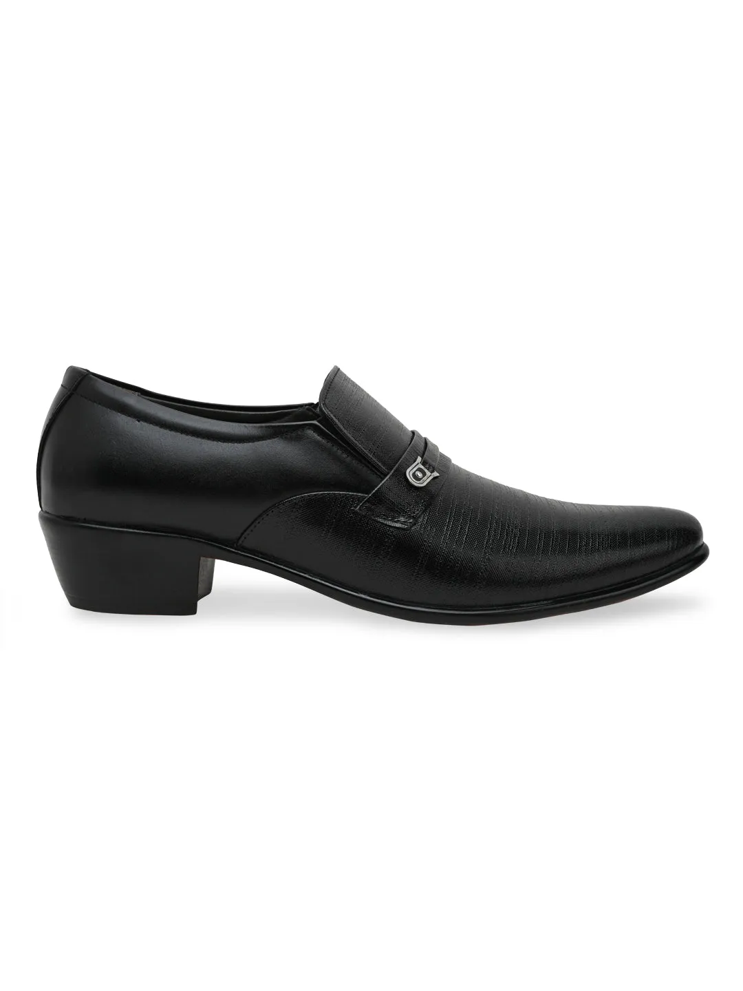 Regal Black Men Textured Leather Formal Slip Ons Closed Toe Slip On Shoes