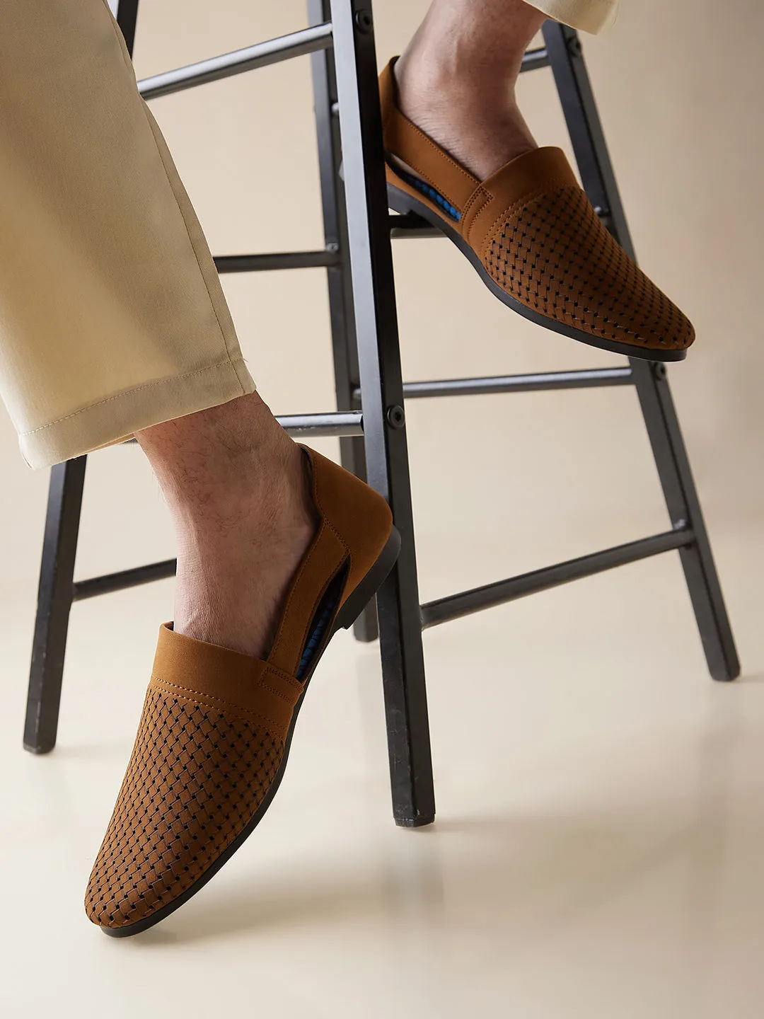 Regal Tan Mens Laser Cut Suede Casual Slip Ons Slip On Mary Jane Mule