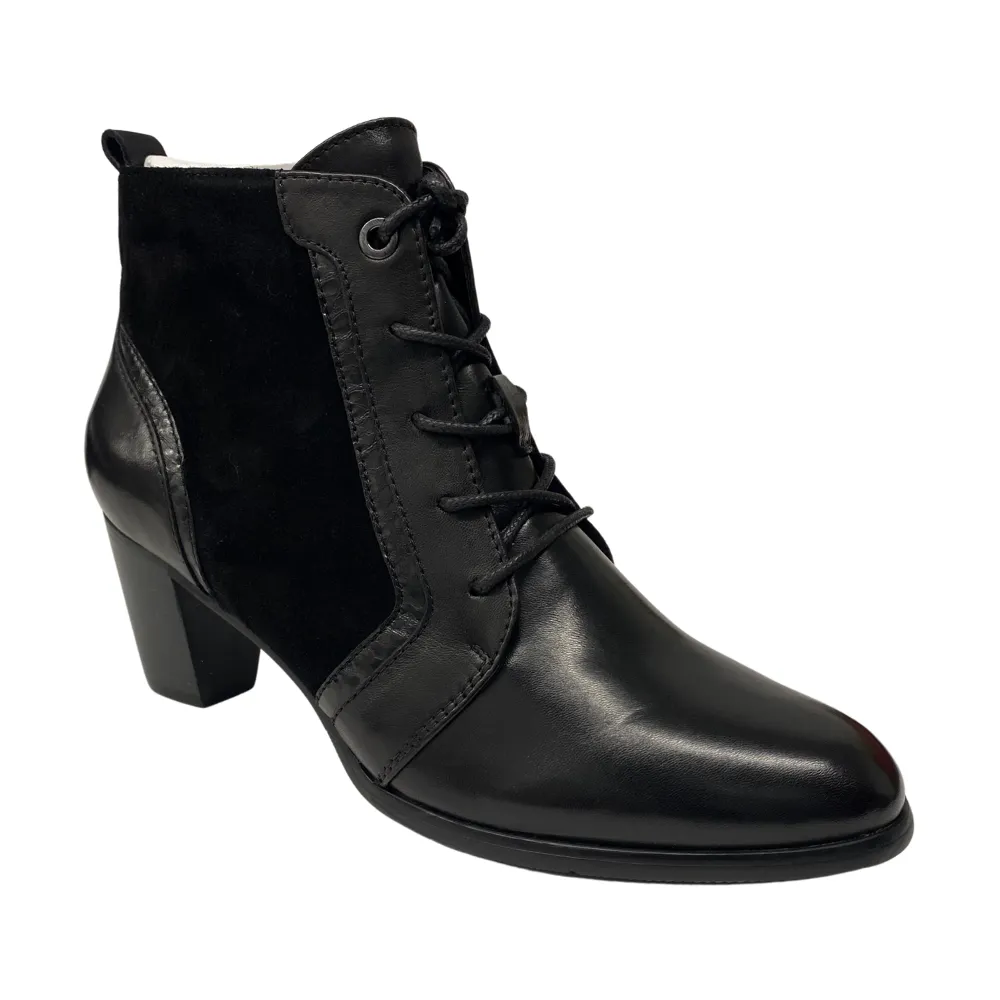 Knee High Moto Boots Regarde Le Ciel Sonia 140 Black Glove Leather Bootie (Women's)