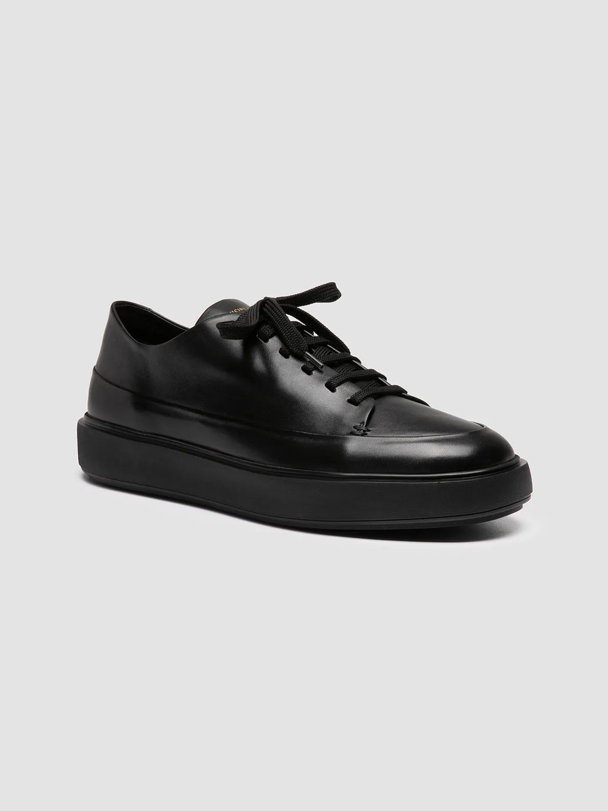 RELEASE 001 - Black Leather Low Top Sneakers Satin Sneakers
