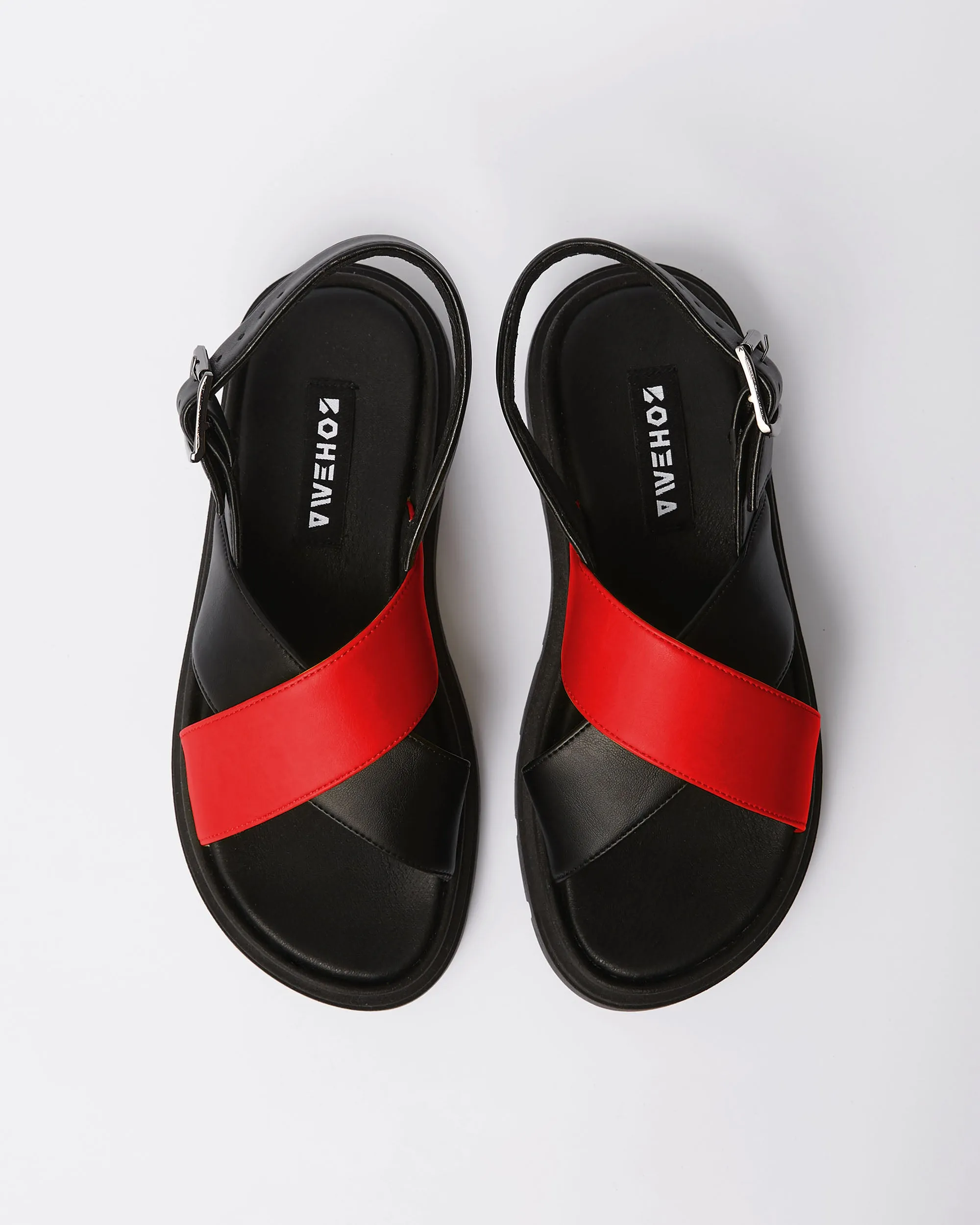 Glare Sandals Red made of vegan corn leather Diabetic Slip On Shoes