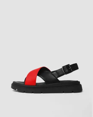 Soft Slip On Shoes Glare Sandals Red made of vegan corn leather