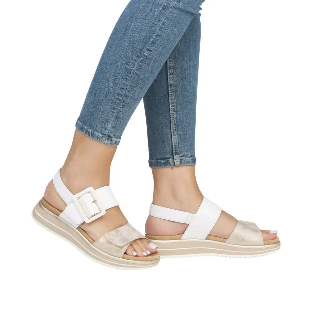 Rockstud Flat Sandals Remonte Jocelyn D1J53 White Leather Sandal (Women's)