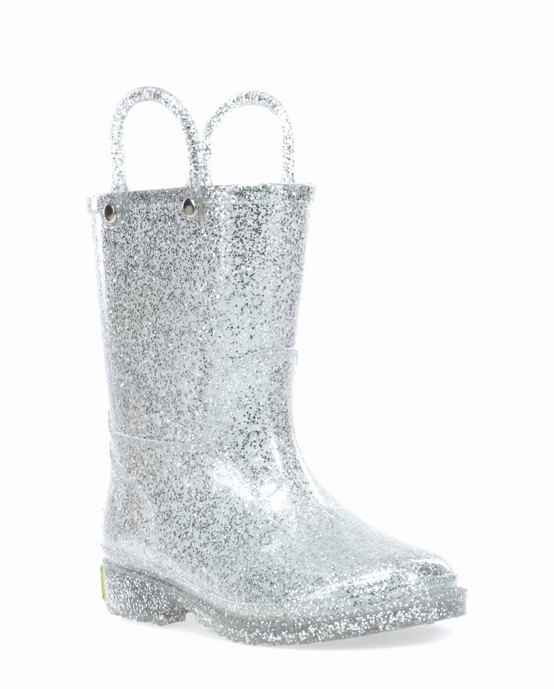 Cream Knee Boots Kids Glitter Rain Boot - Silver