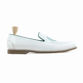 Porter - Men's White Calf Leather Loafer Loafers To Wear With Shorts