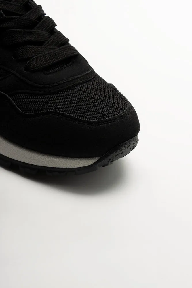 Retro Trainers Black Running In Walking Shoes