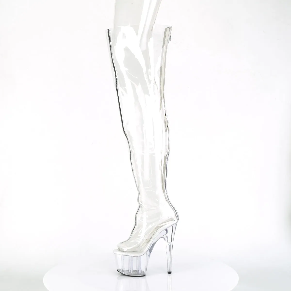 Over The Knee Sock Boots 7 Inch Heel ADORE-3021 Clear