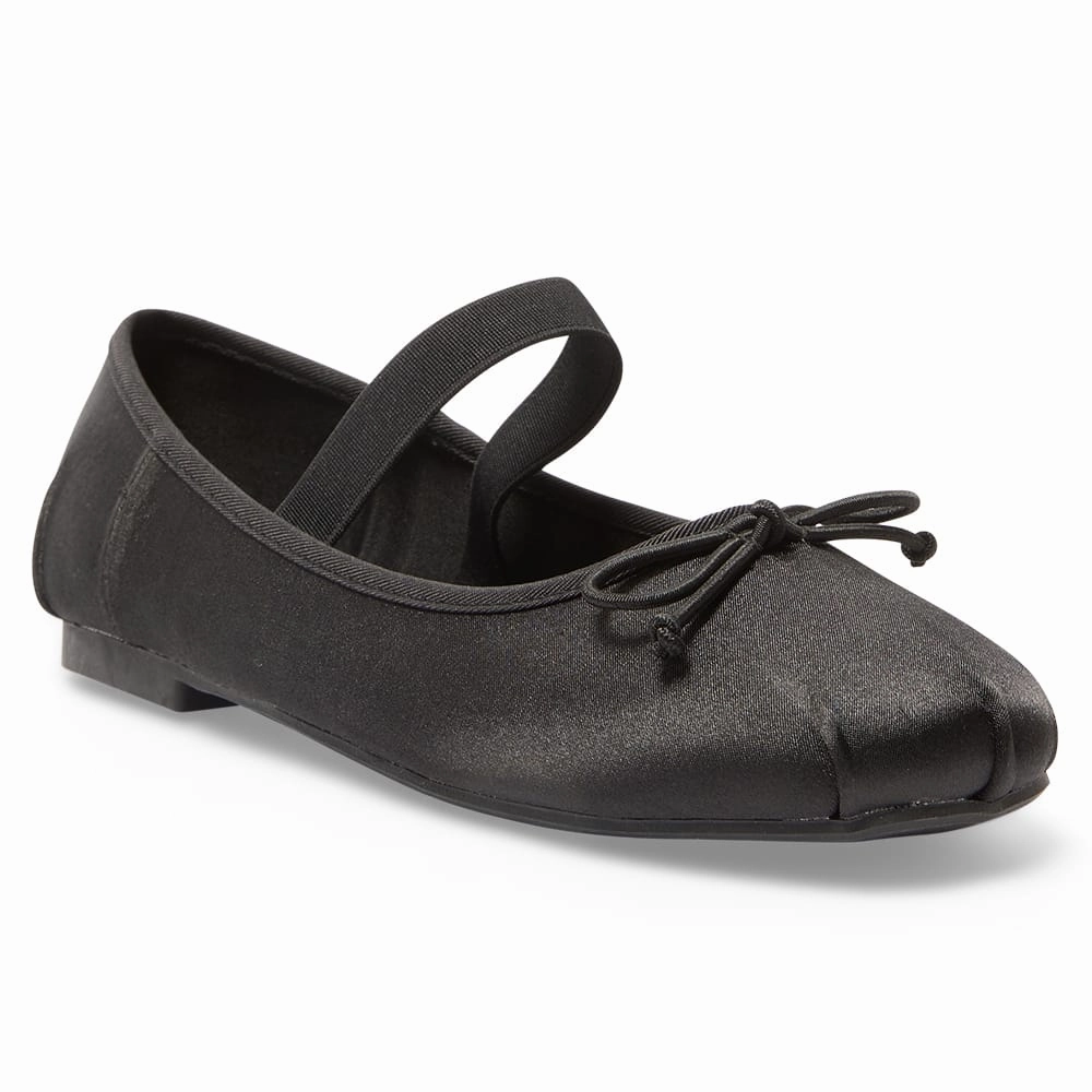 Rose Flat in Black Satin Best Luxury Flat Shoes