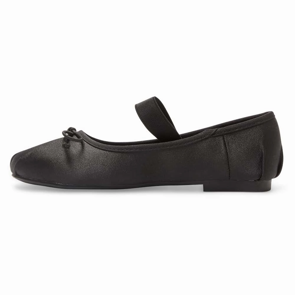 Rose Flat in Black Satin Plus Size Flat Shoes