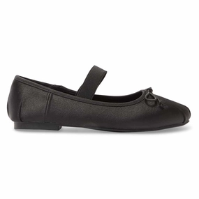 Rose Flat in Black Satin Good Exercise Shoes