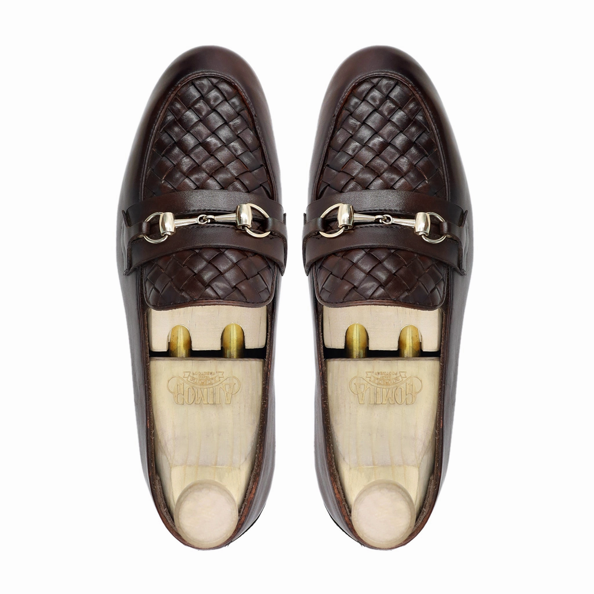 Loafers With Penny Sandvika - Men's Dark Brown Calf and Hand Woven Calf Leather Loafer