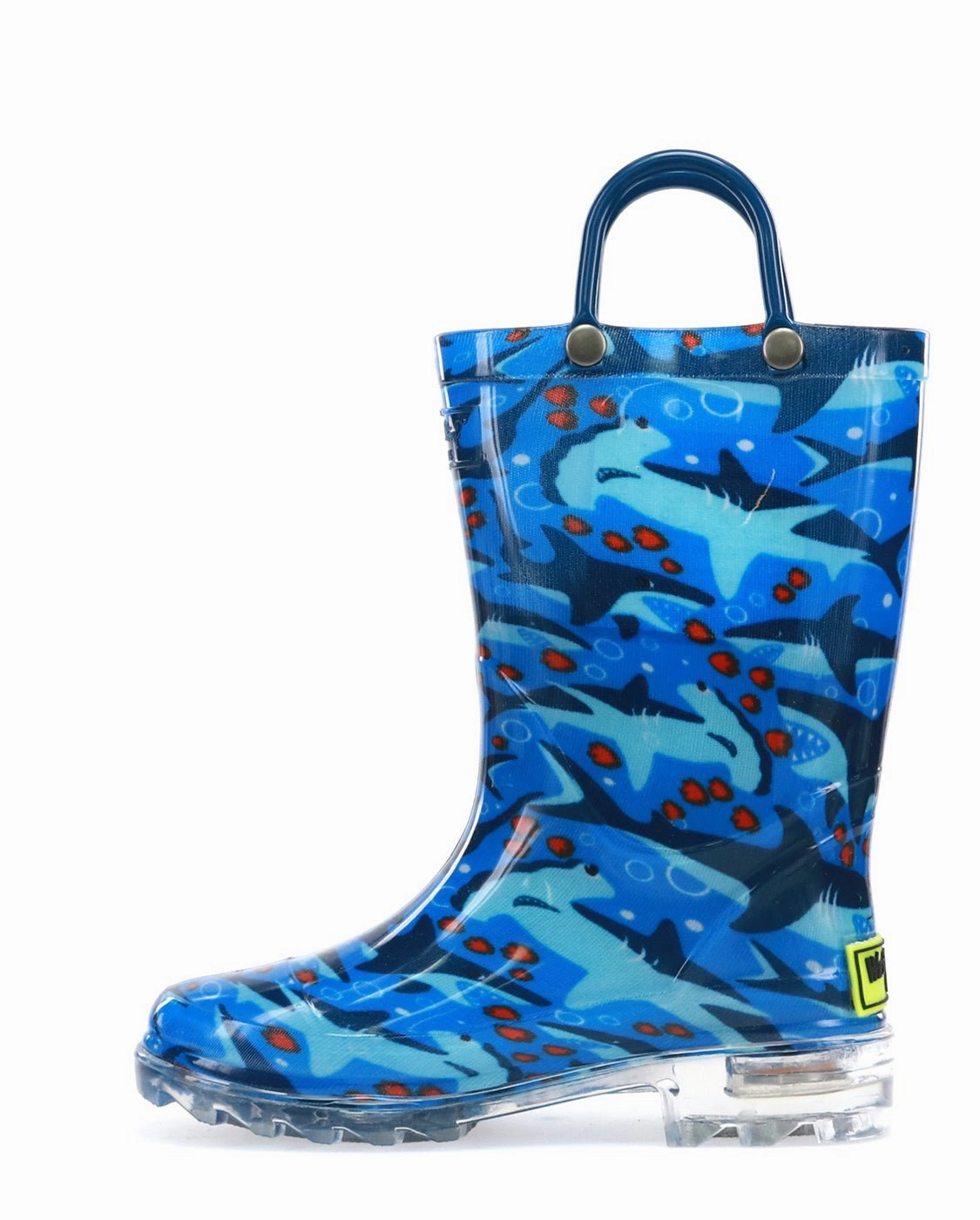 Kids Shark Chase Lighted Rain Boot - Blue Diamondback Rattlesnake Boots