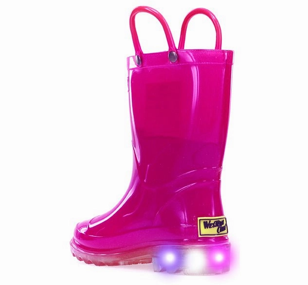 Boots To Suits Kids Lighted Solid Rain Boot - Hot Pink