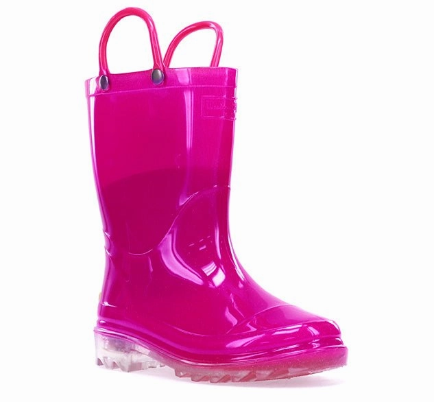 Low Heel Leather Boots For Sale Kids Lighted Solid Rain Boot - Hot Pink