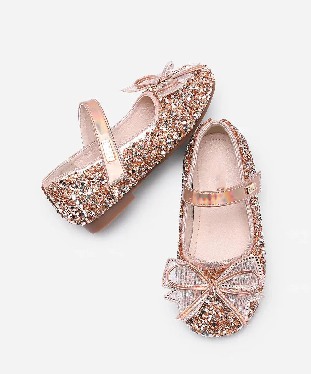 Shoes Girls Champagne Buckle Bow Flat Handmade Strap Zircon Best Run Shoes
