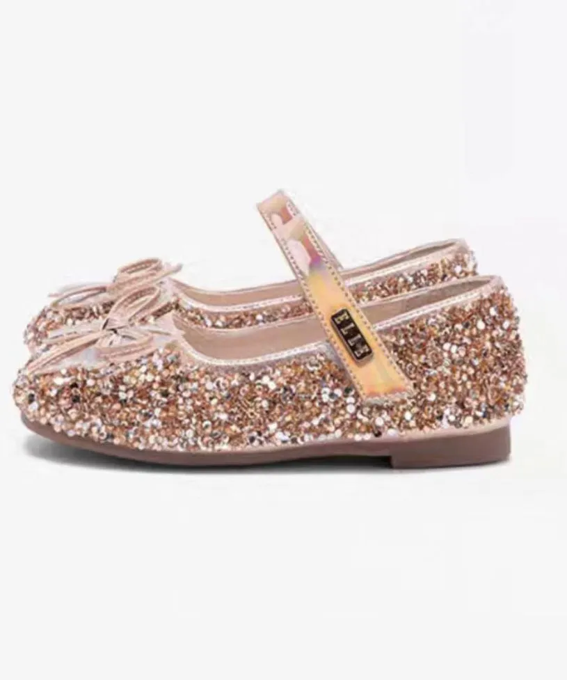 Shoes Girls Champagne Buckle Bow Flat Handmade Strap Zircon Best Running Shoe 2024
