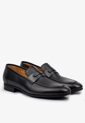 Geneva Loafers Sepol Lusso Leather Black Pebbled Full Grain Loafer