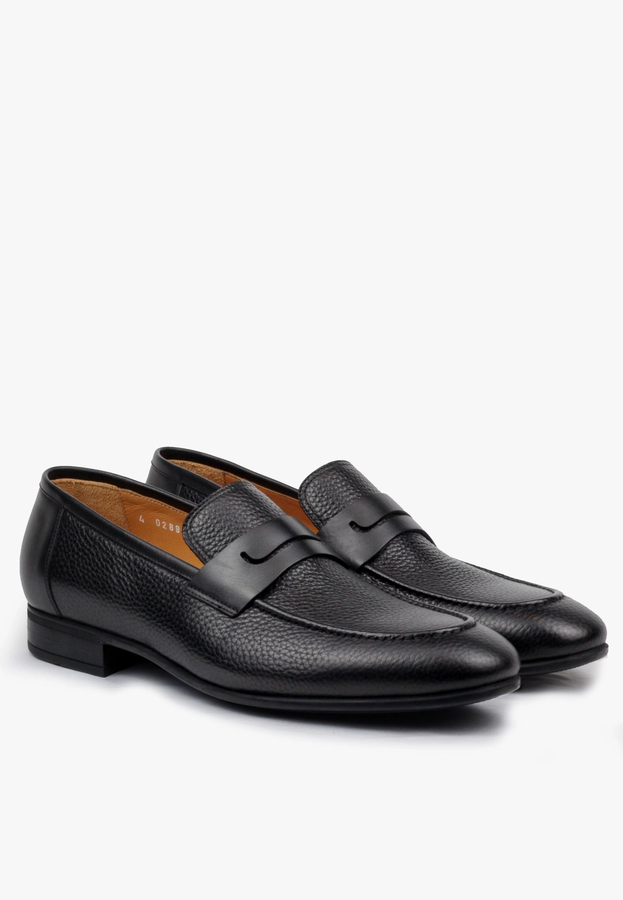 Embossed Loafers Sepol Lusso Leather Black Pebbled Full Grain Loafer