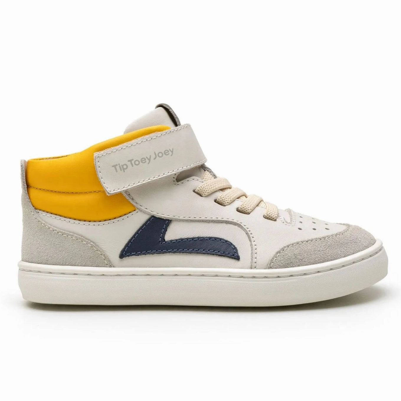 Tip Toey Joey Boy's and Girl's Landy High-Top Sneakers - Tapioca / Navy / Caja Sneakers Shoes Made In Usa