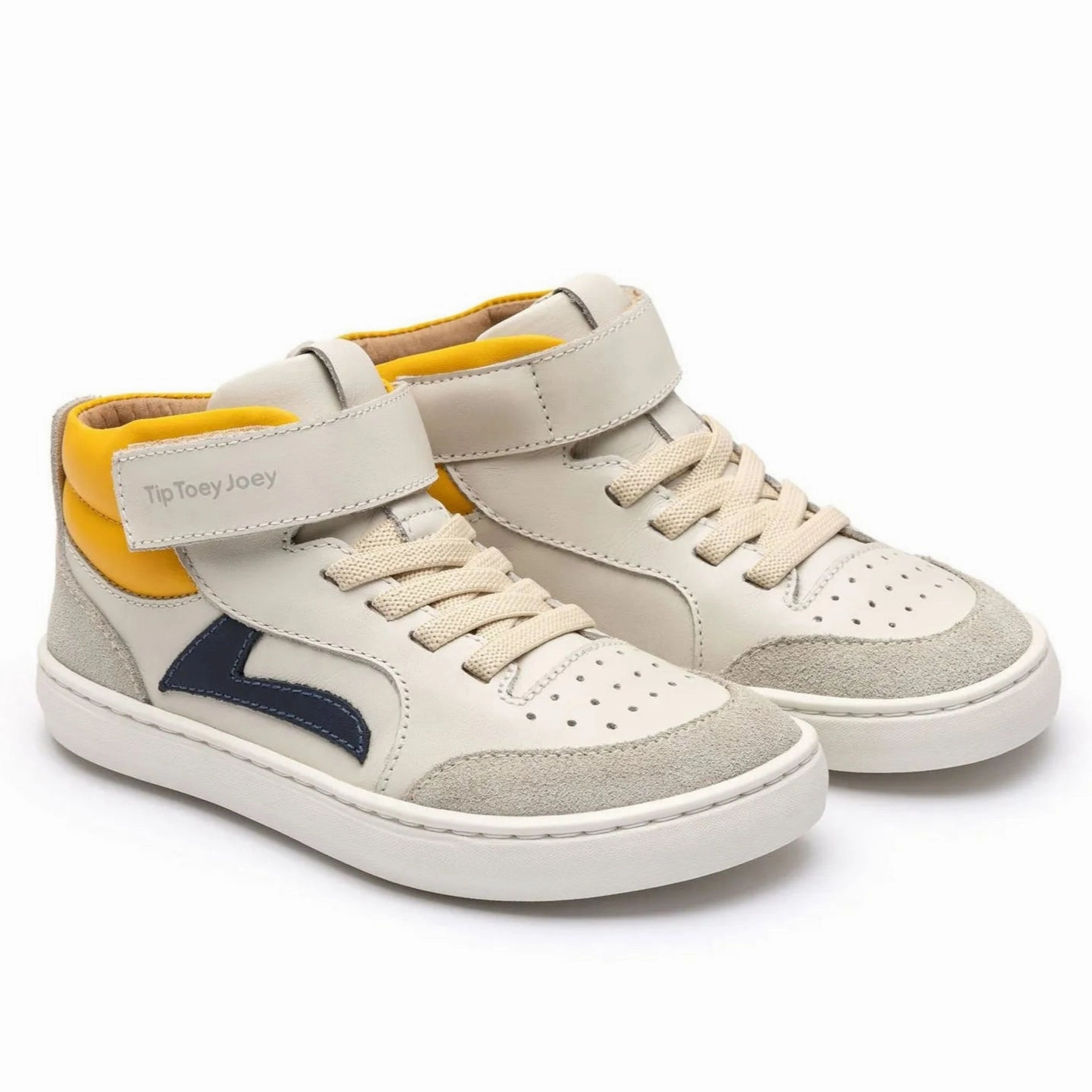 Best Sneakers For Cement Floors Tip Toey Joey Boy's and Girl's Landy High-Top Sneakers - Tapioca / Navy / Caja