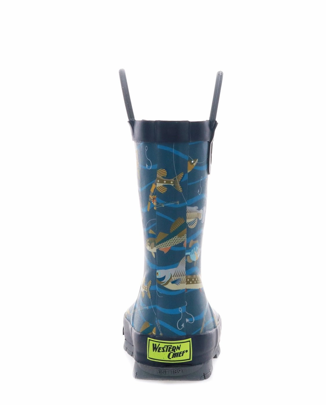 Mid Calf Slouch Boots Low Heel Kids Gone Fish'n Rain Boot - Navy
