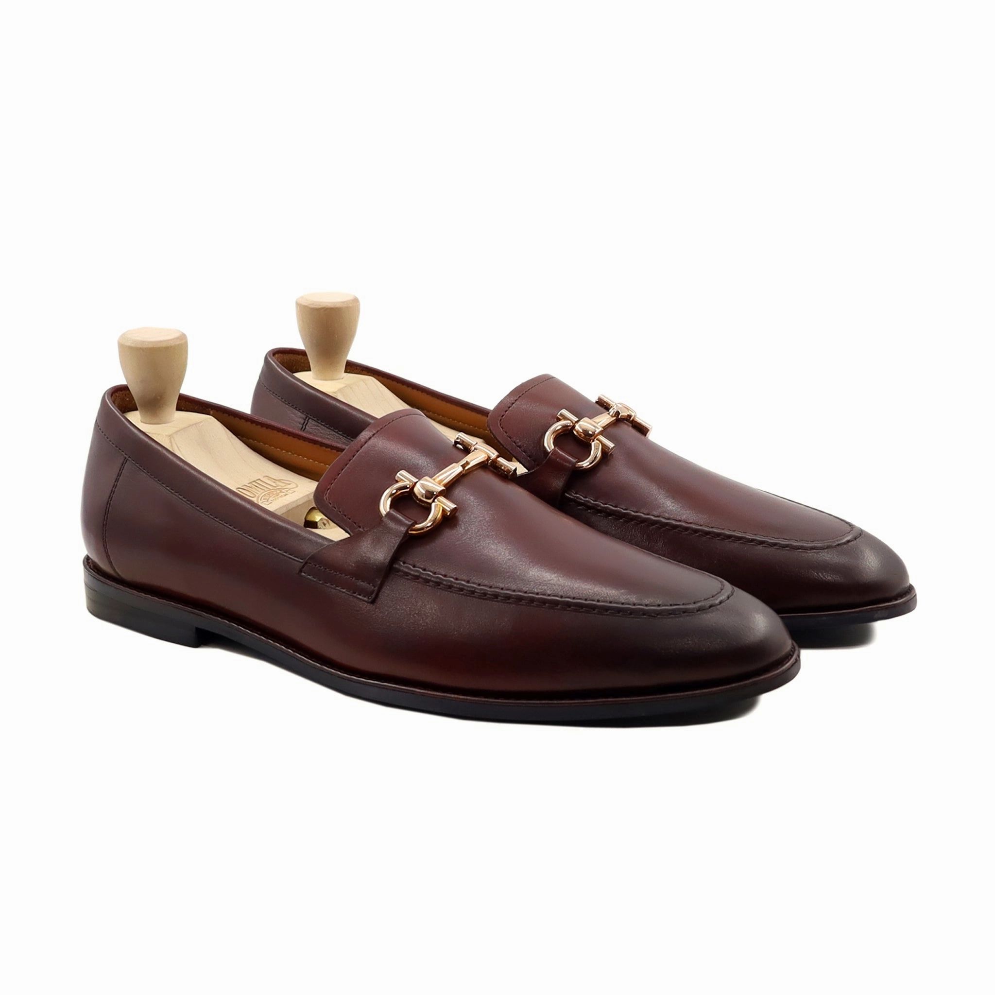 Essen - Men's Oxblood Calf Leather Loafer Slip On Mule Loafers