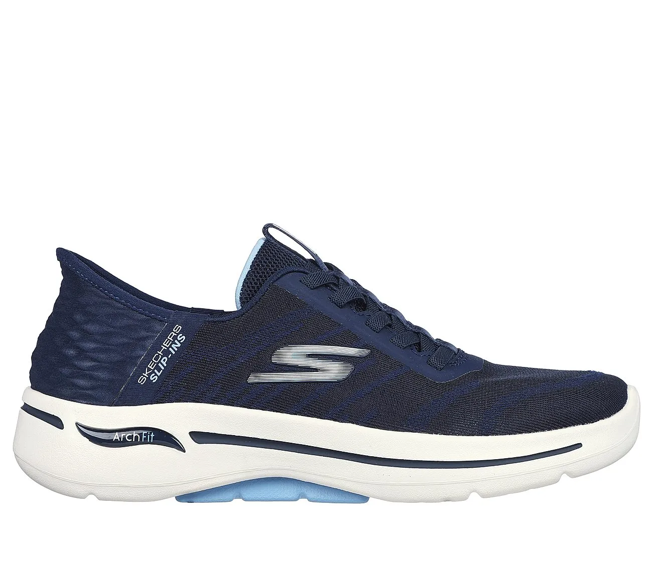 Quilted Flat Shoes SKECHERS GO WALK ARCH FIT - WAVY SKY - 124884 - NVLB