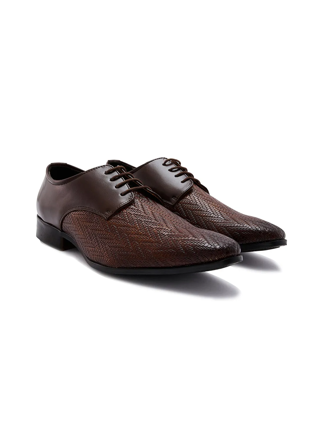 Wearing Dress Shoes Casually Regal Brown Men Formal Textured Leather Lace Ups