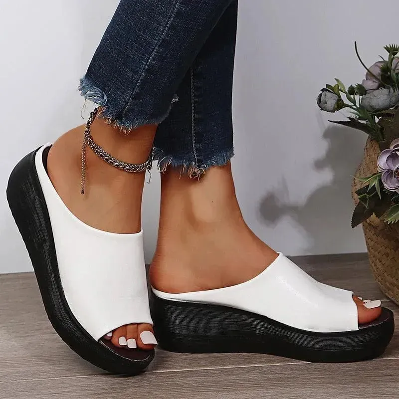 Woven Sandals Leather Slip-on Leather Wedge Sandals