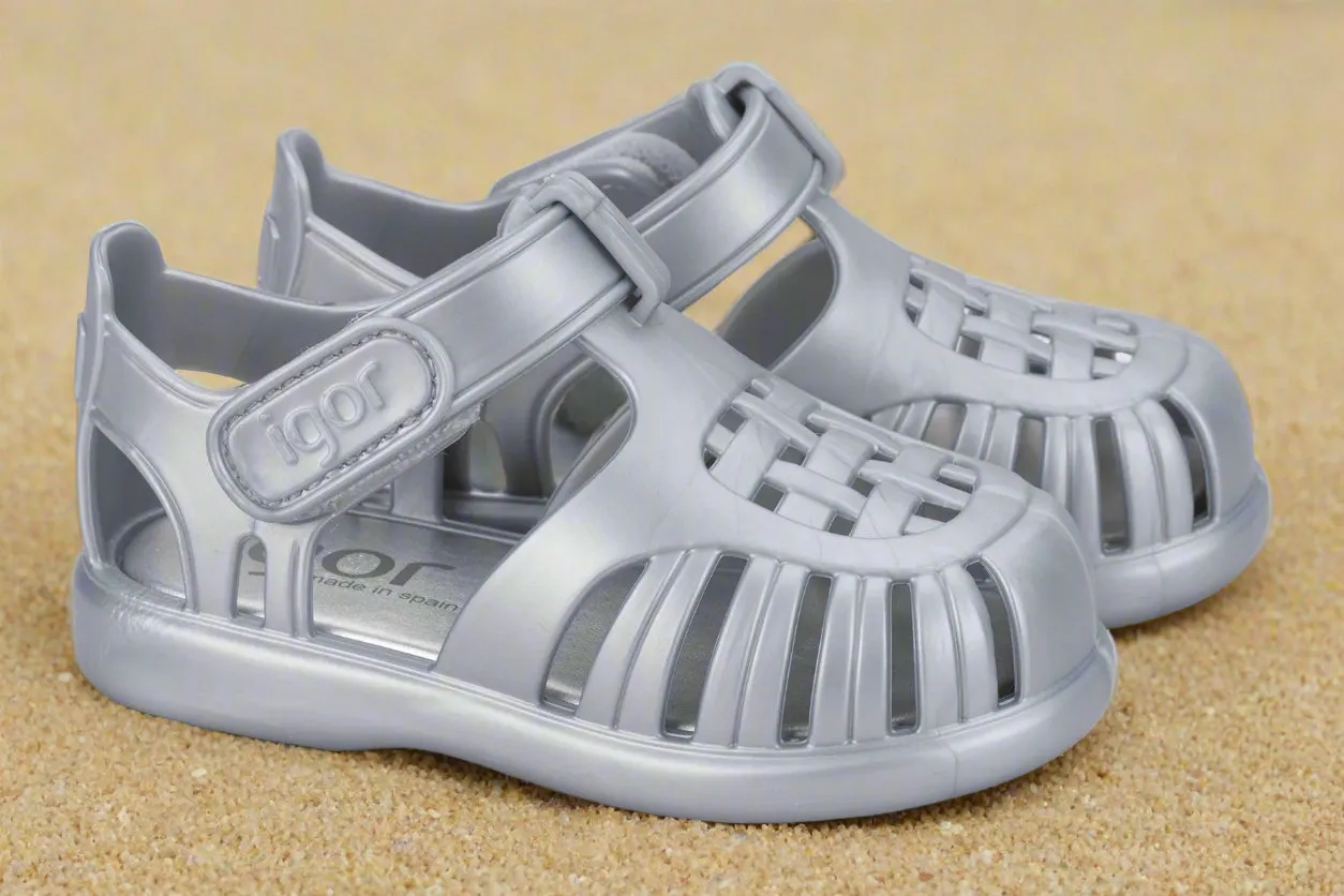 Jellly Sandals Igor Boy's And Girl's Tobby Metal Sandals - Plata