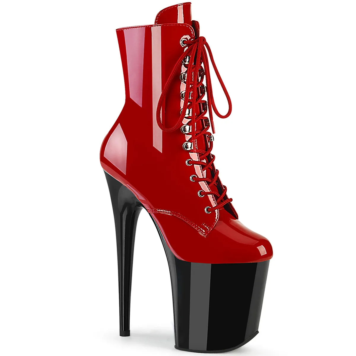 Platform Boots 8 Inch Heel FLAMINGO-1020 Red Patent Black