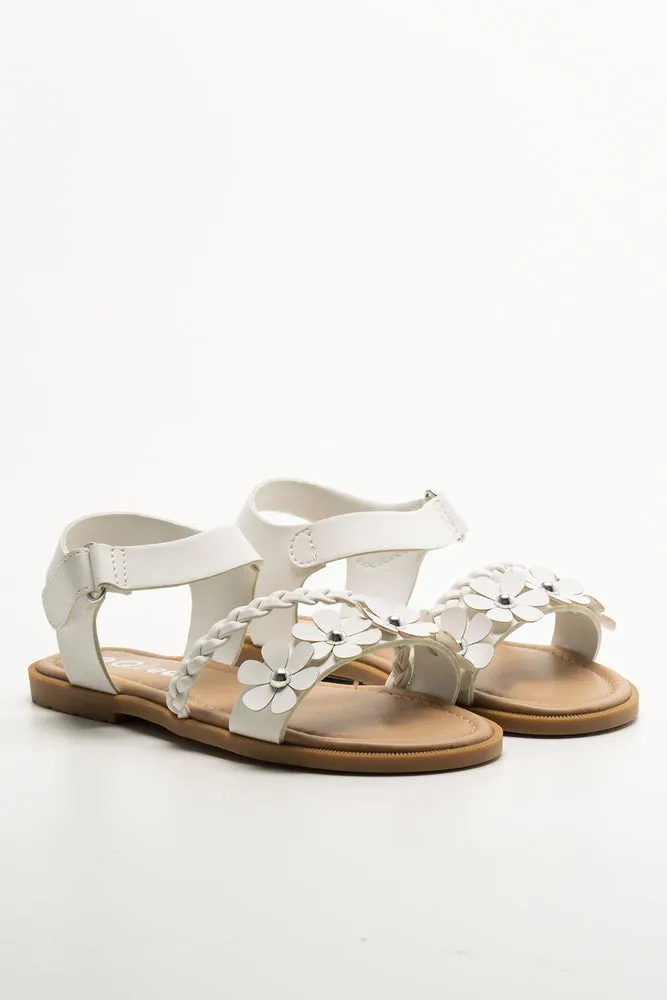 Braided Flower Sandals White Stroke Running Shoe