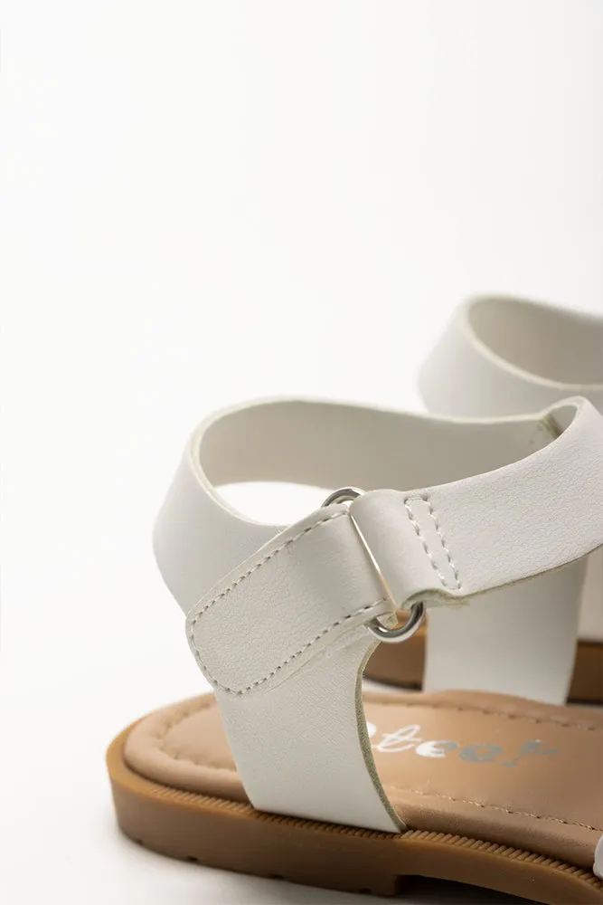 Running Shoes With Carbon Plate Braided Flower Sandals White