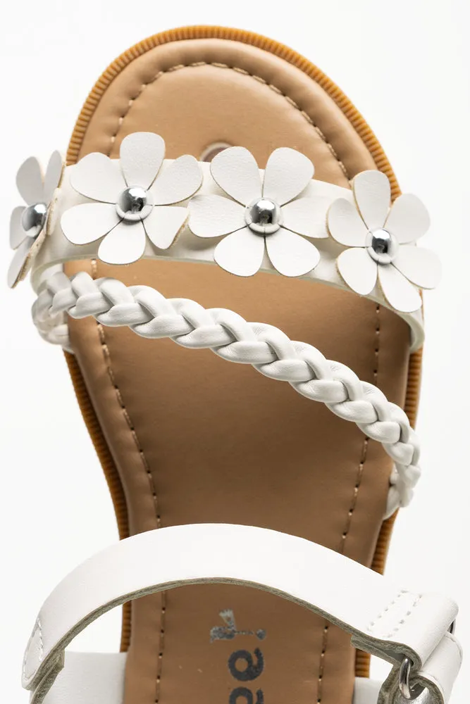 Running Shoe Sole Replacement Braided Flower Sandals White