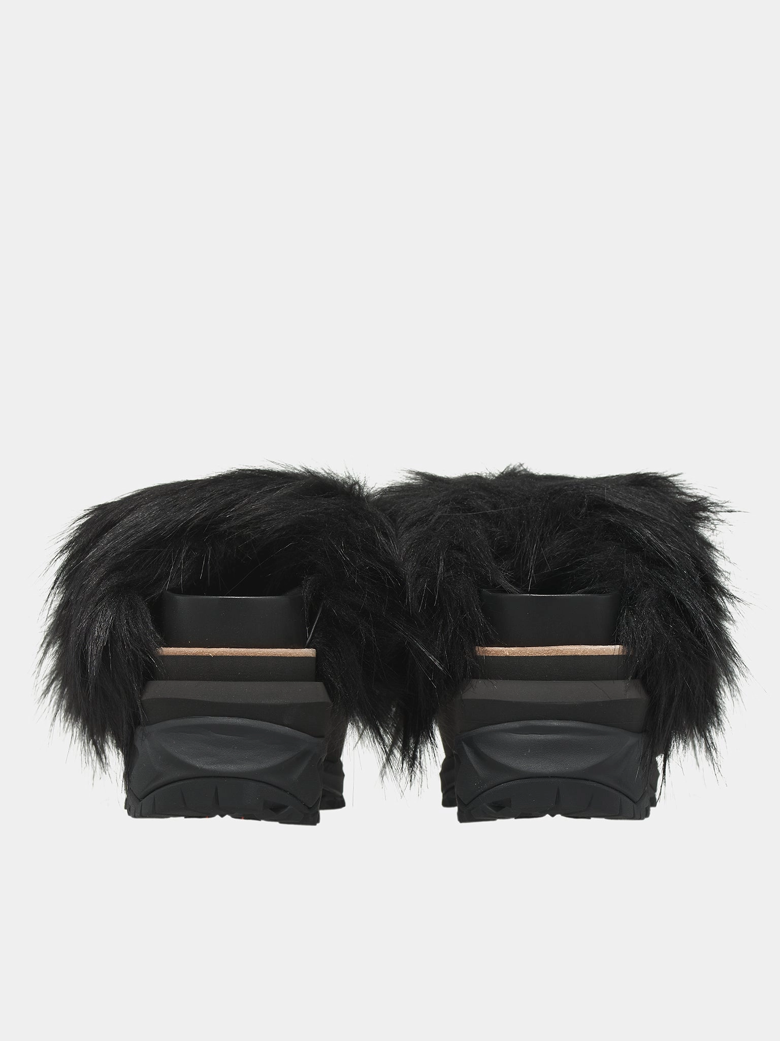 Cushioned Flat Shoes Faux Fur Sandals (24-07477-001-BLACK)