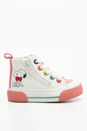 Snoopy High Top Sneaker White Running Shoes Plantar