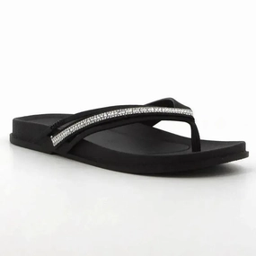 Slip On Jogger Grendha Thong Glitter Trim  Sandal- Black