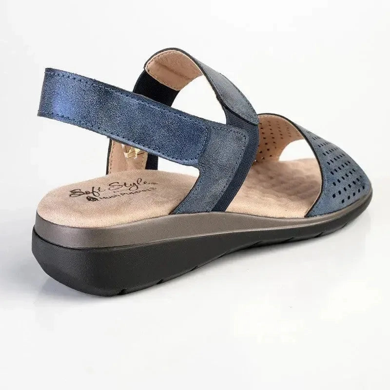 Soft Style by Hush Puppies Gina Strap Sandals - Navy Slip On Safety Toe Boots Slip On Safety Toe Covers Slip On 
